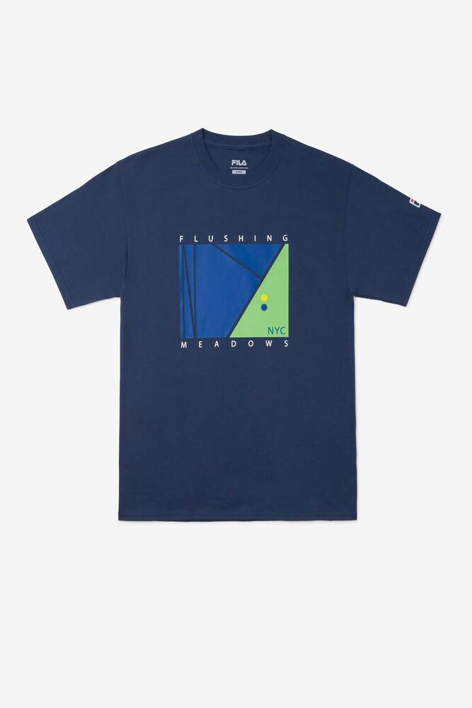 Fila Nyc Court Navy T-Shirt Mens - NZ 06351-NWZA